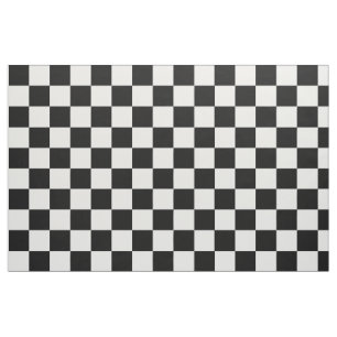 Black White Chequered Block Pattern Fabric