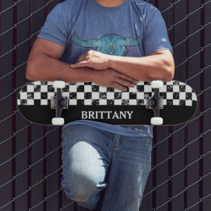 Black & White Chequered Board  Skateboard