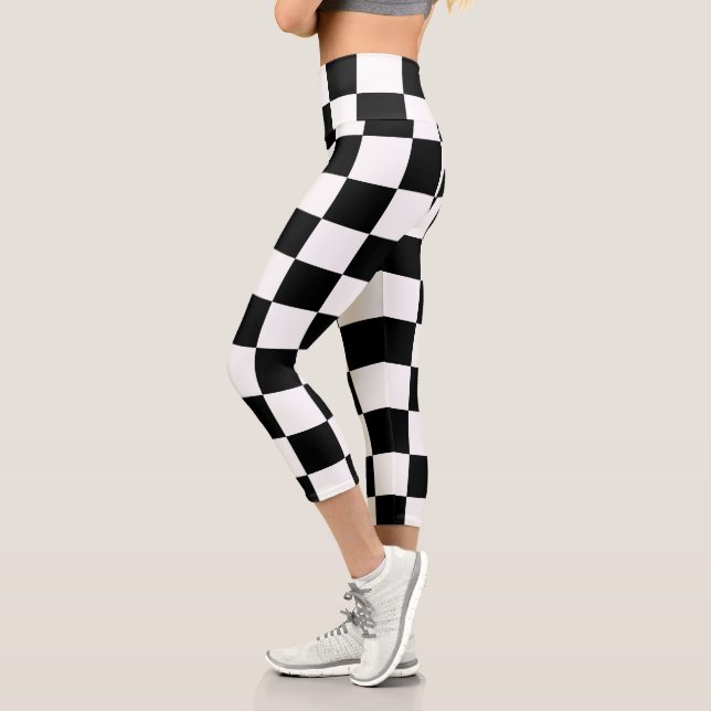 Black White Chequered  Capri Leggings (Left)