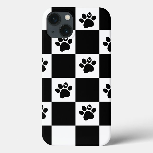 Black & White Chequered Case-Mate iPhone Case (Back)