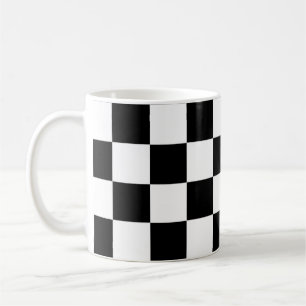 Black White Chequered Check Pattern Coffee Mug