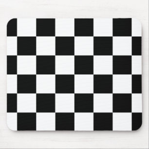 Black White Chequered Check Pattern Mouse Pad