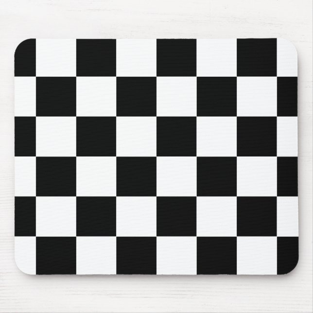 Black White Chequered Check Pattern Mouse Pad (Front)