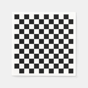Black White Chequered Check Pattern Napkin