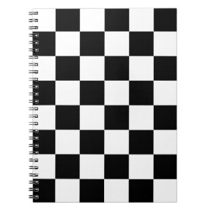 Black White Chequered Check Pattern Notebook