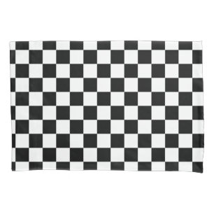 Black White Chequered Check Pattern Pillowcase