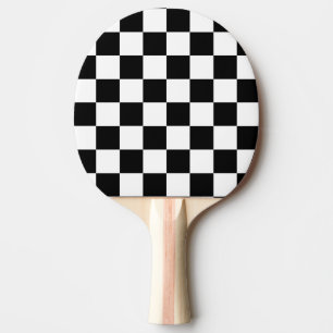 Black White Chequered Check Pattern Ping Pong Paddle