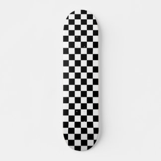 Black White Chequered Check Pattern Skateboard