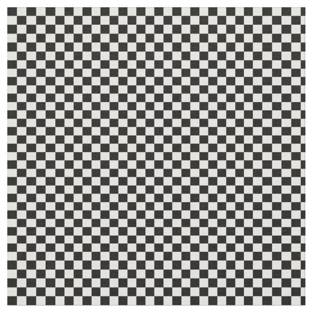 Black & White Chequered Checks Fabric (Close Up)