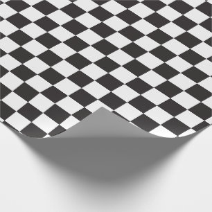 Black & [White] Chequered Chequerboard Checkers Wrapping Paper