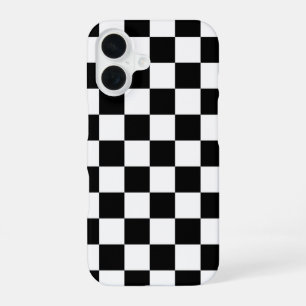 Black White Chequered Chequerboard iPhone 16 Case