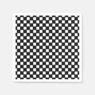 Black, white chequered coctail napkin