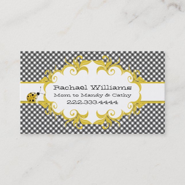 Black & White Chequered Custom Mummy Card (Front)