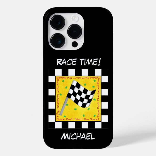 Black White Chequered Flag Race Black Personalised Case-Mate iPhone Case (Back)