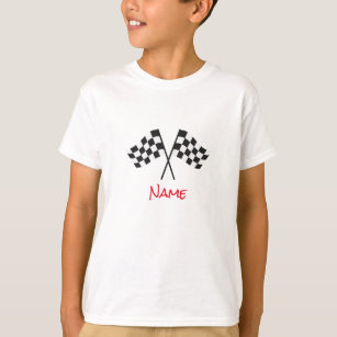 Black White Chequered Flags Sports Fans Car Racing T-Shirt