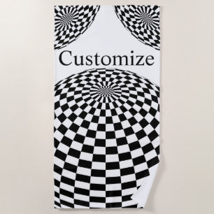 Black/White Chequered Globe Thunder_Cove Beach Towel
