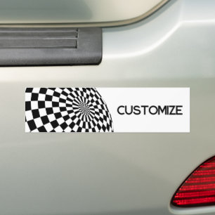 Black/White Chequered Globe Thunder_Cove Bumper Sticker