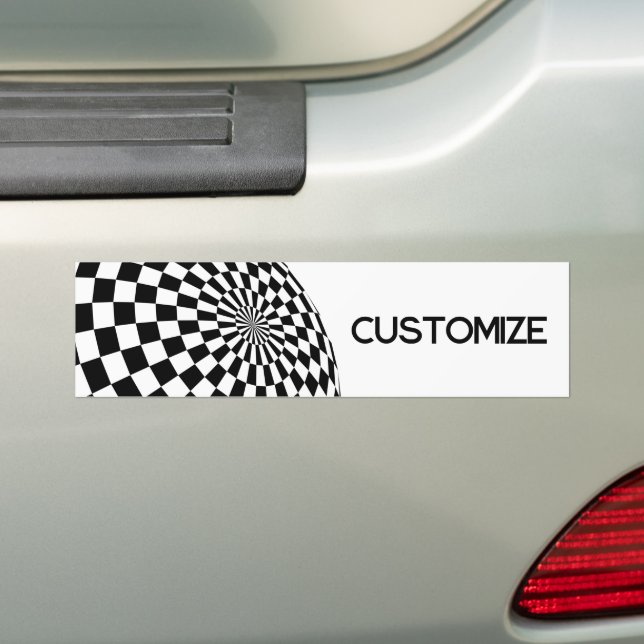 Black/White Chequered Globe Thunder_Cove Bumper Sticker (On Car)