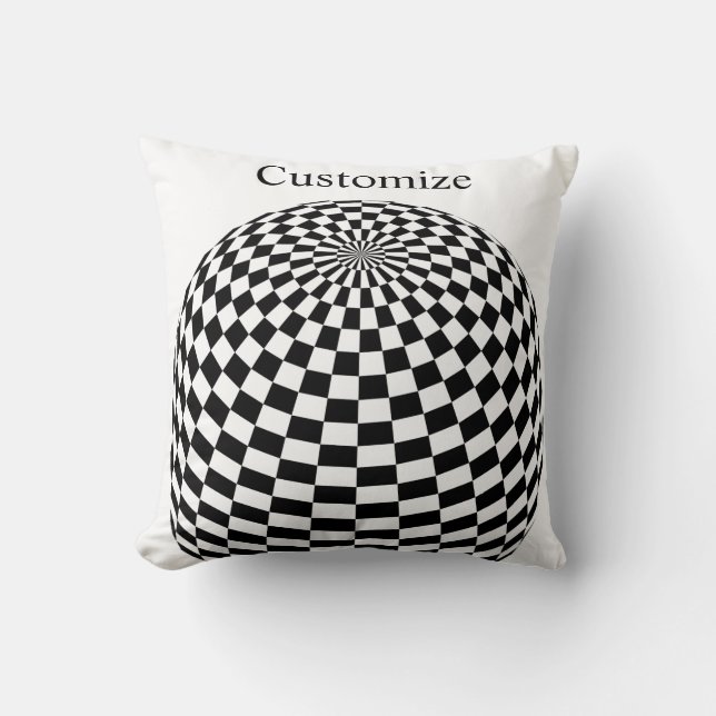Black/White Chequered Globe Thunder_Cove Cushion (Front)