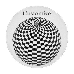 Black/White Chequered Globe Thunder_Cove Cutting Board