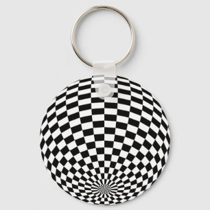 Black/White Chequered Globe Thunder_Cove Key Ring