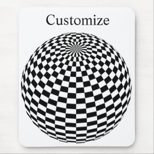Black/White Chequered Globe Thunder_Cove Mouse Pad