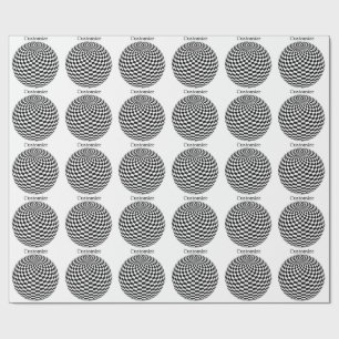 Black/White Chequered Globe Thunder_Cove Wrapping Paper
