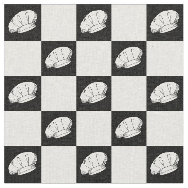 Black White Chequered Pattern Chef Uniform Fabric (Close Up)