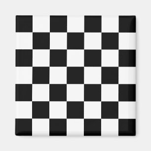 Black & White Chequered Pattern Magnet