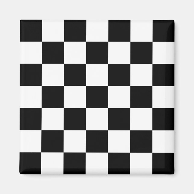 Black & White Chequered Pattern Magnet (Front)