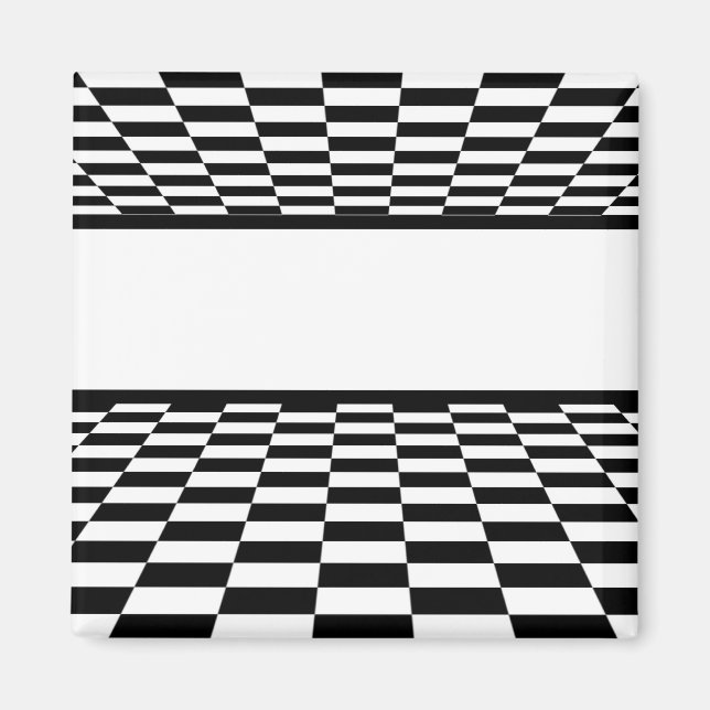 Black & White Chequered Perspective Magnet (Front)