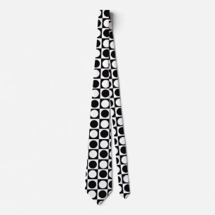 Black White Chequered Polka Dots  Tie