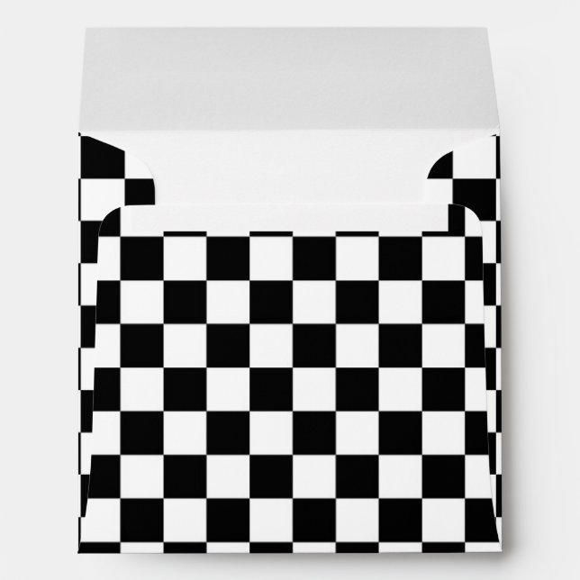 Black & White Chequered Race Invitation Envelope (Back (Bottom))