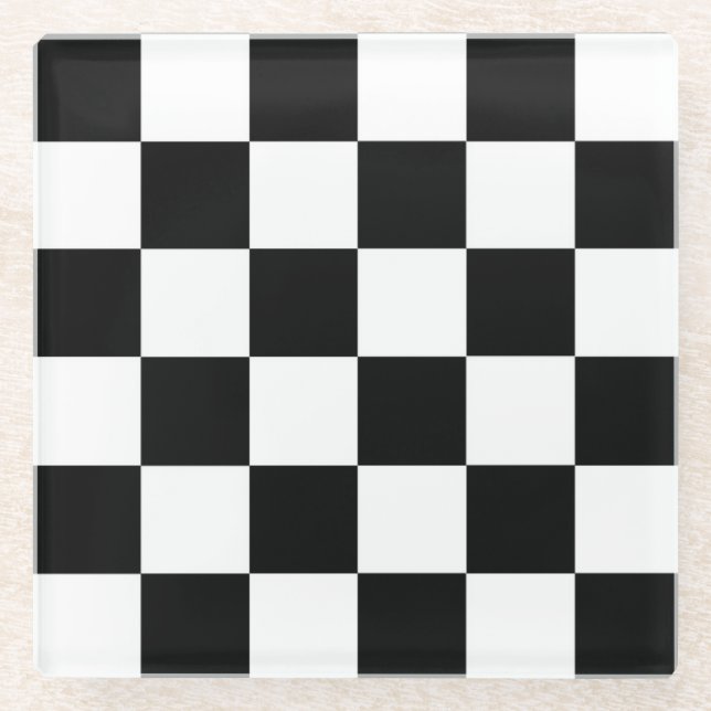 Black & White Chequered Racing Flag Coaster (Front)