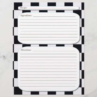 Black white chequered recipe page