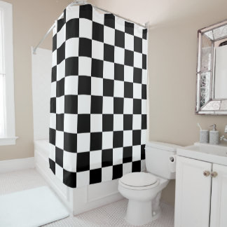 Black White Chequered Shower Curtain