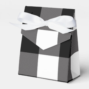 Black & White Chequered Squares Buffalo Plaid Favour Box