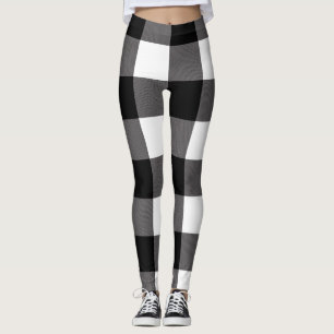 Black & White Chequered Squares Buffalo Plaid Leggings