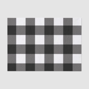 Black & White Chequered Squares Buffalo Plaid Tissue Paper