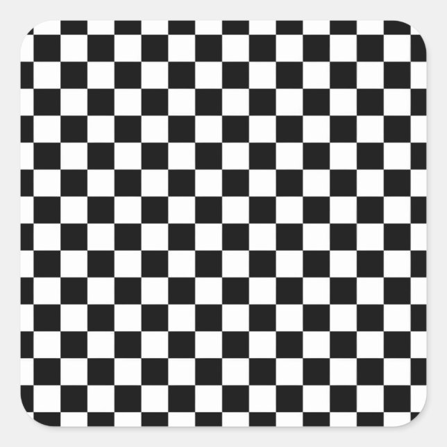 Black White Chequered Sticker; Choose Shape Square Sticker (Front)