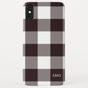 Black & White Chequered Tartan Plaid Monogram iPhone XS Max Case