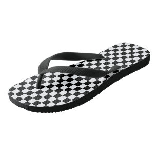 Black & White Chequered Thongs