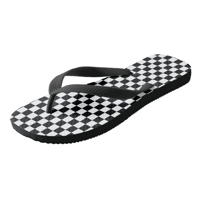 Black & White Chequered Thongs (Angled)