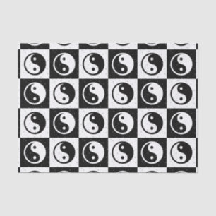 Black White Chequered Yin-yang Zen Block Print Tissue Paper