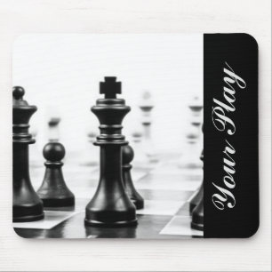Black White Chess Typography Mouse Pad