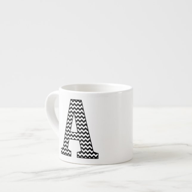 Black & White Chevron A Monogram Espresso Cup (Front Left)