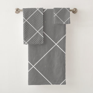 BLACK WHITE CHEVRON ABSTRACT BATHROOM TOWEL