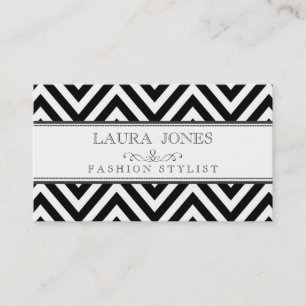 Black + White Chevron Fashion Stylist Template Business Card