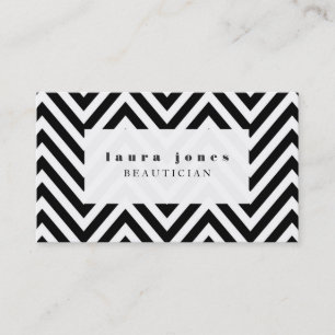 Black + White Chevron Fashion Stylist Template Business Card