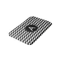 Black White Chevron Initial A Bath Mat